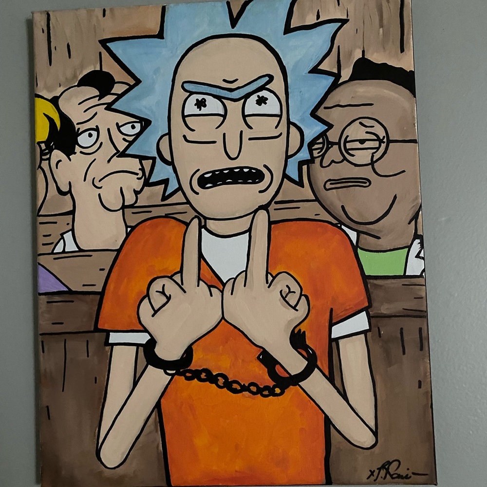 Custom rick kangaroo court custom painting 18x21in